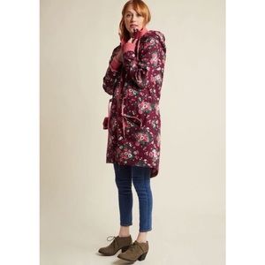 Blutgeschwister maroon/pink floral & plaid midi jacket (EUC)